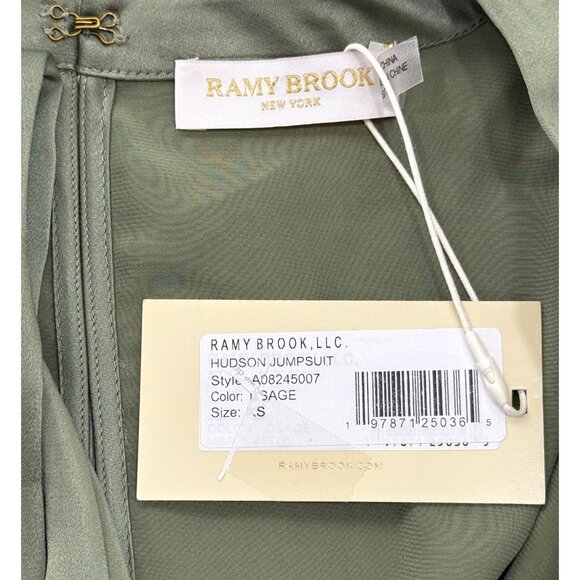 Ramy Brook Hudson Jumpsuit Sleeveless Satin Sage Green Womens Size XS $465 NEW - Picture 4 of 9